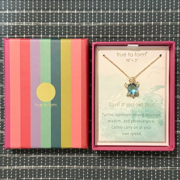 NEW | True to Form | Hand Cut Blue Stone Turtle Necklace - Picture 2 of 2